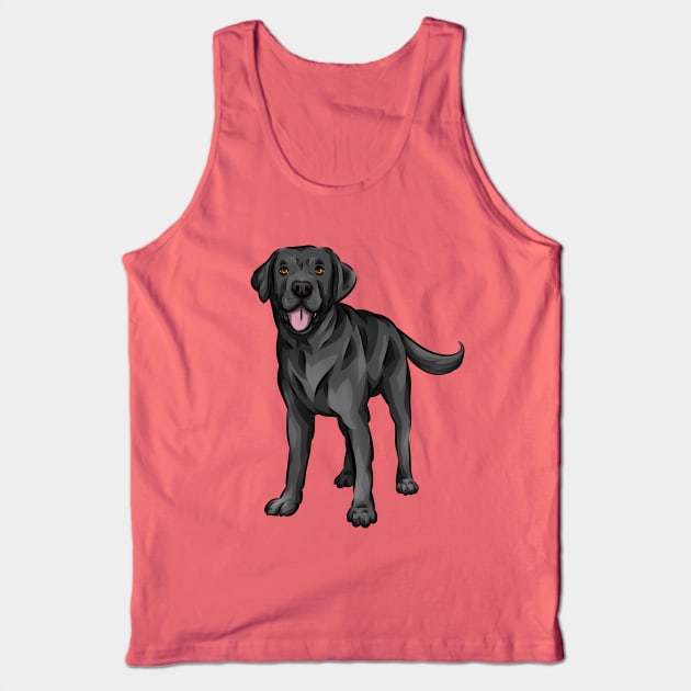 Cute Black Labrador Dog Tank Top by Shirin Illustration